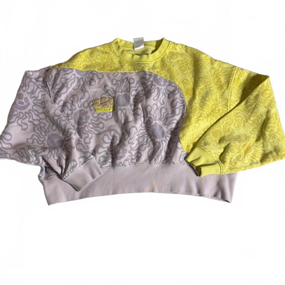 NIKE Wms XS Project Uphoria Cropped Oversize Purple/yellow Abstract Sweatshirt‎